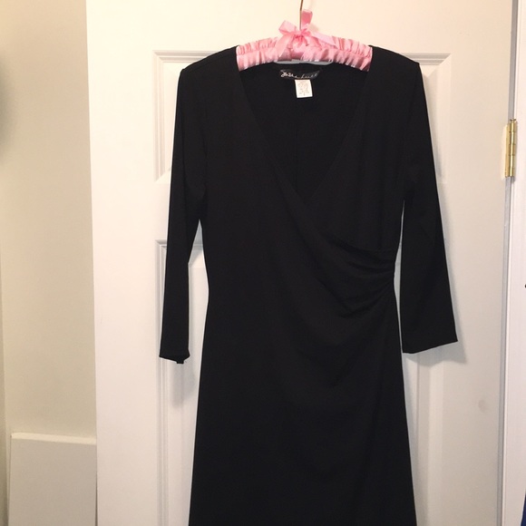 Susan Lucci Black Faux Wrap Dress - Picture 4 of 8